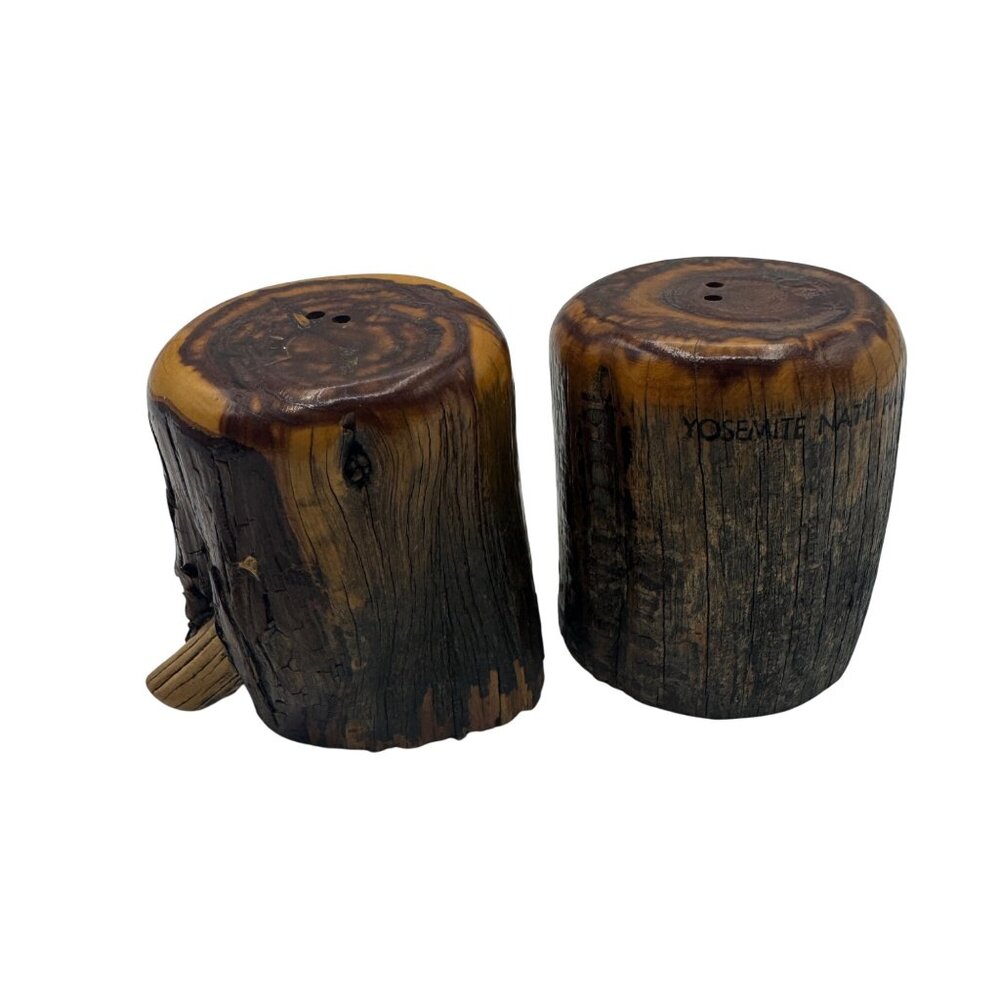 Rustic Yosemite National Park Wooden Log Salt & Pepper Shakers Set